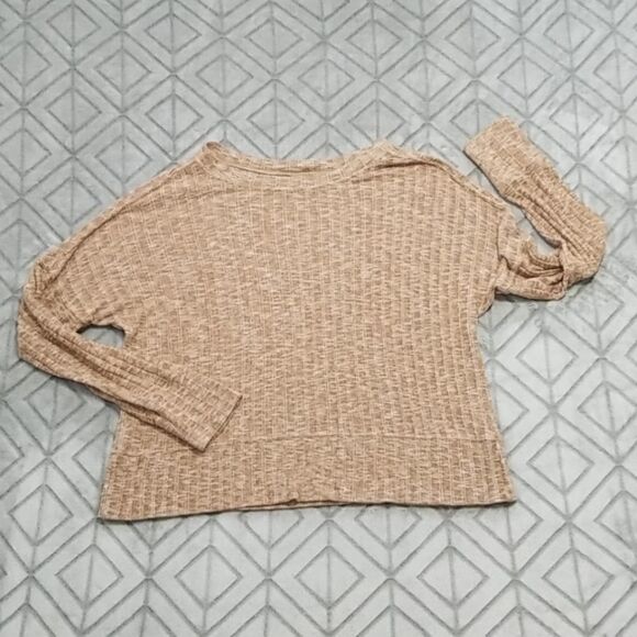 Daytrip Rustic Orange Brown Ribbed Marled Boho Comfy Casual Loose Fit Sweater - Picture 1 of 5